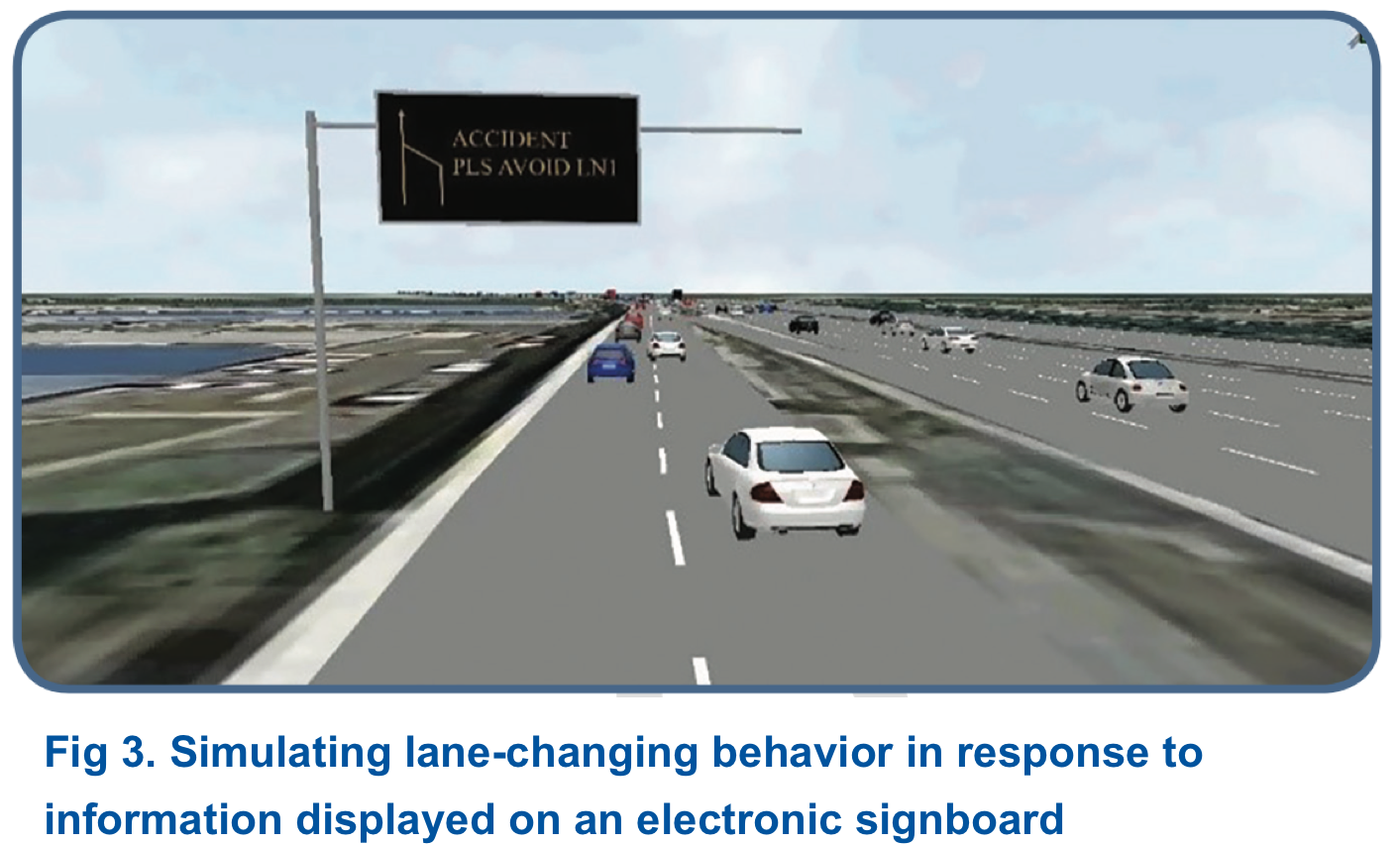 Simulating lane-changing behavior in response to information displayed on an electronic signboard